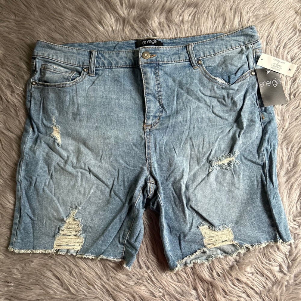 Energie Jean‎ Shorts Womens Size 21 Blue Denim Ripped Distressed